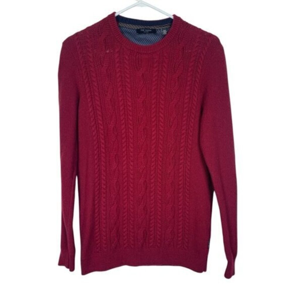 Ted Baker Knit Christmas Red Wool Blend Sweater Size 2/Small EUC #0397-DS